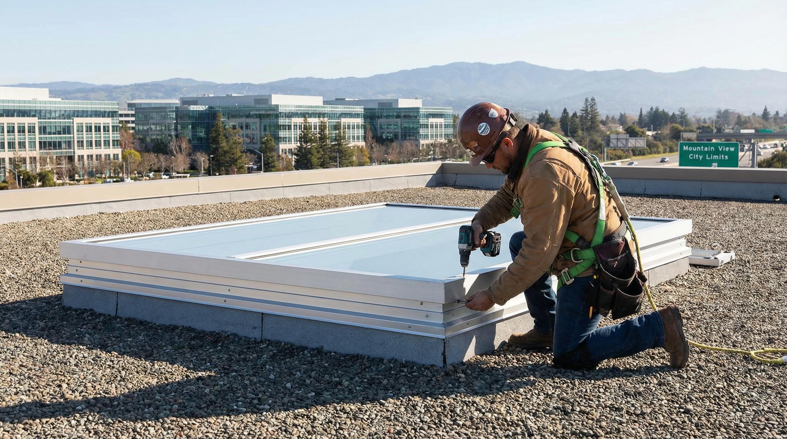 Professional Flat Roof Patch completed by Silicon Valley Roof Repairs in Mountain View, CA near Shoreline Park.