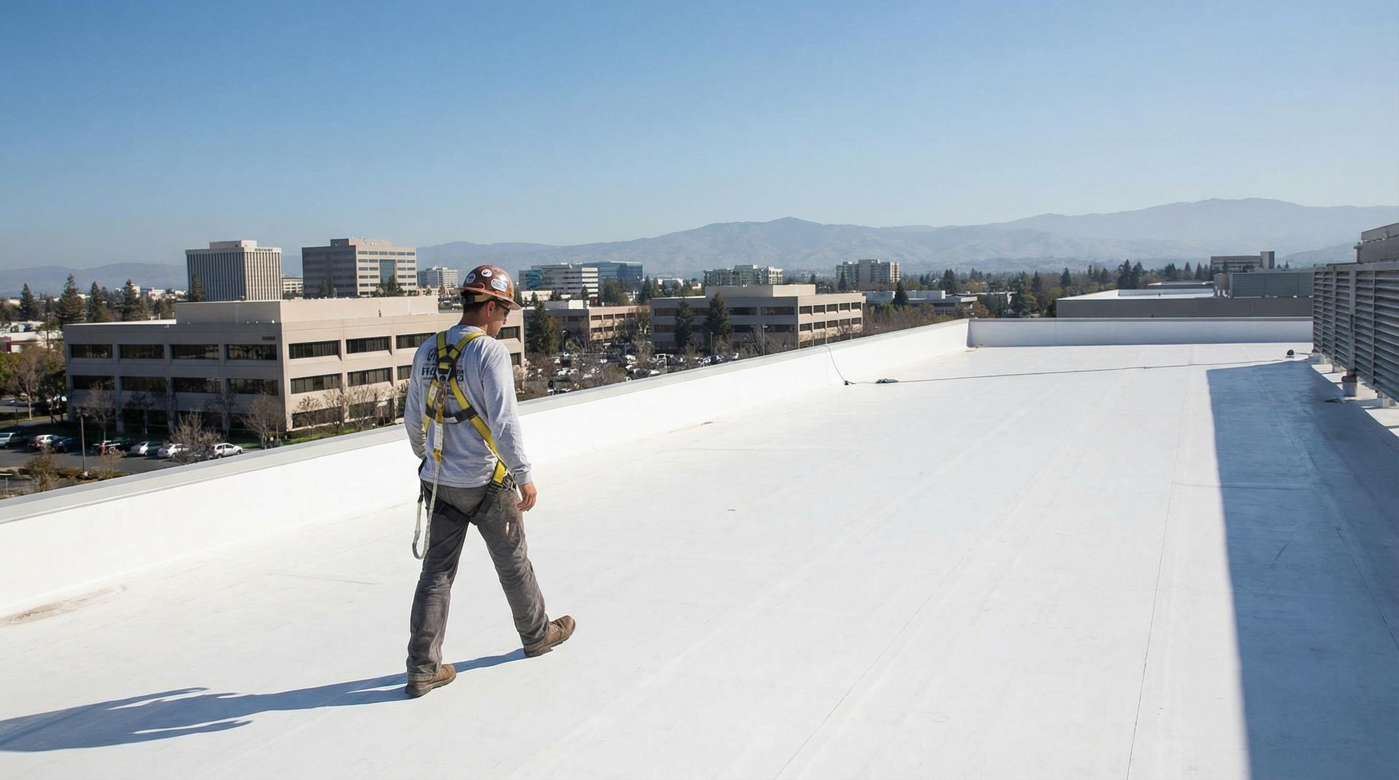 Professional Flat Roof Patch completed by Silicon Valley Roof Repairs in San Jose, CA near SAP Center.