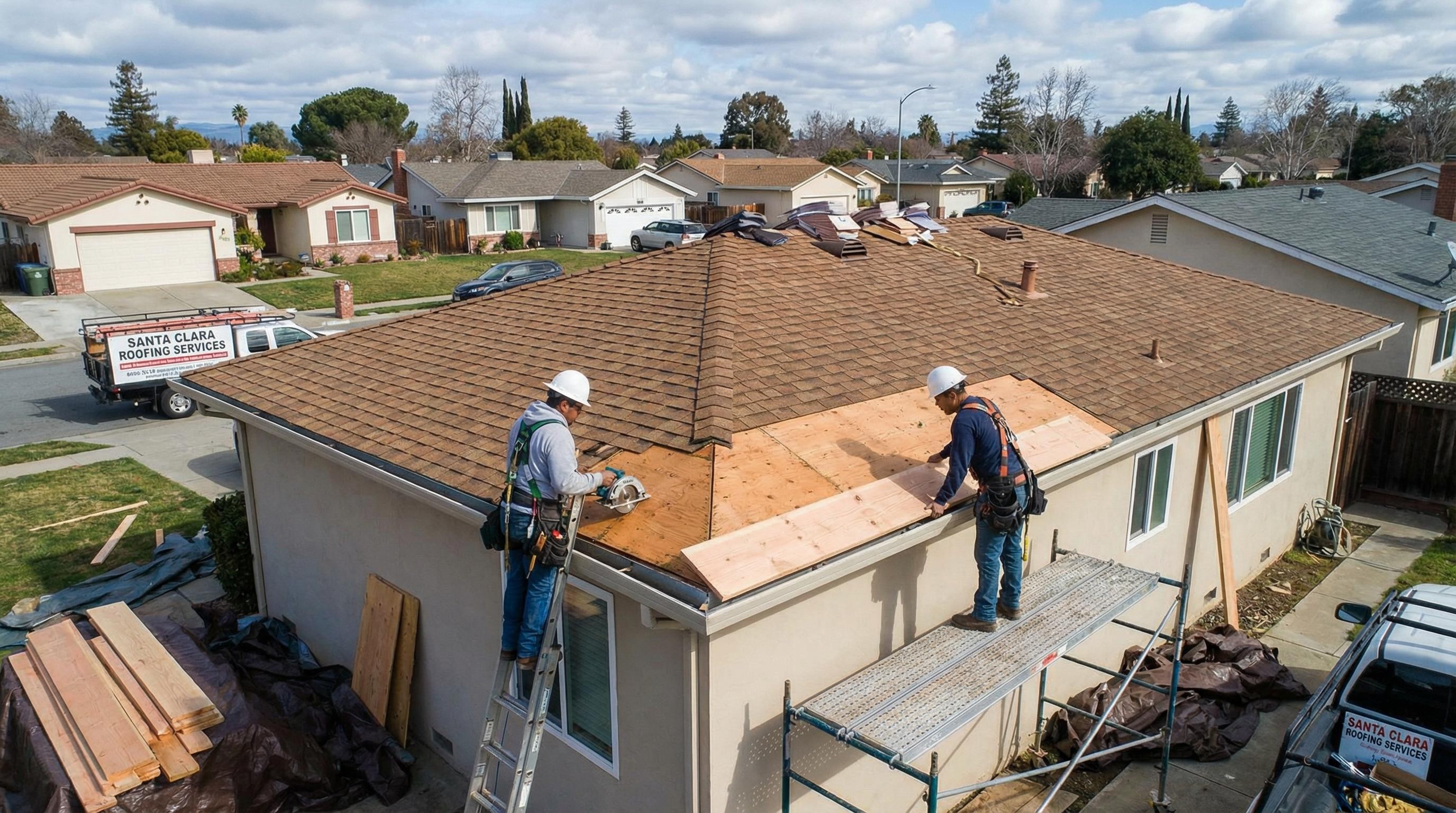 Professional Roof Maintenance completed by Silicon Valley Roof Repairs in Santa Clara, CA near Levi's Stadium.